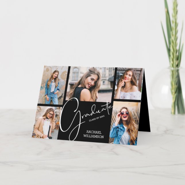 Invitation 5 Photo noir Graduation (Devant)