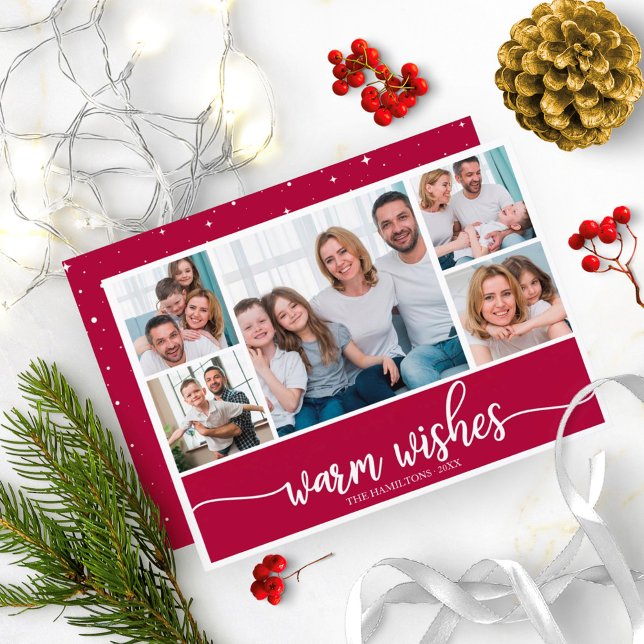 Invitation 5 Photos Collage Chaleureux Voeux Simple Noël (Créateur téléchargé)