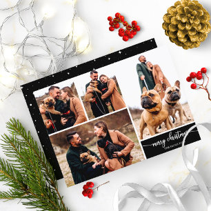 Invitation 5 Photos Collage Stylish Joyeux Noël Noir