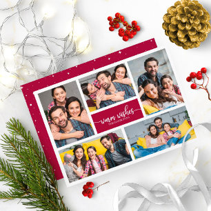 Invitation 5 Photos Vœux Chaleureux Simple Joli Collage Noël