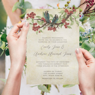 Invitation 5 x 7 Inséparables Vintages Tea Stain Wedding Invi