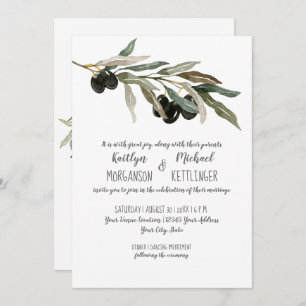 Invitation 5 x 7 Typographie moderne de l'aquarelle en feuill