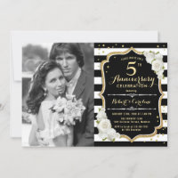 5e anniversaire avec photo - Or Noir