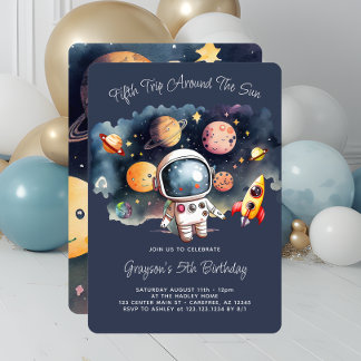 Invitation 5e anniversaire de la fête Planètes d'extérieur