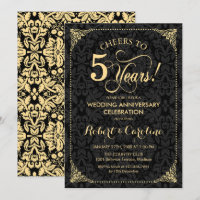 5e anniversaire de mariage - Damassé noir or