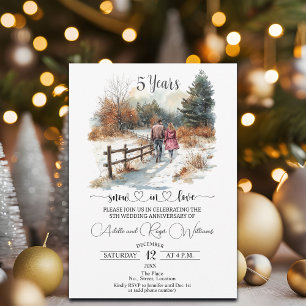 Invitation 5e anniversaire de mariage Paysage hivernal romant