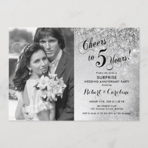 Invitation 5e anniversaire de surprise avec photo - Blanc d'a