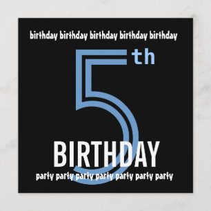 Invitation 5e anniversaire du Modern Blue and Black W689E