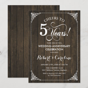 Invitation 5e anniversaire Mariage - Bois