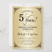 5e anniversaire Mariage - Damas d'or noir