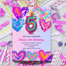 Invitation 5e anniversaire pour les filles - Parti