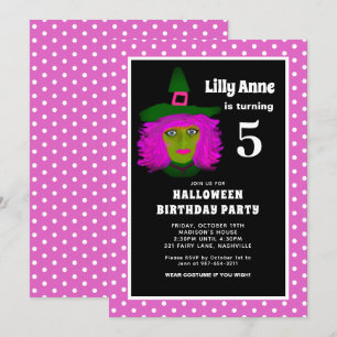 Invitation 5e fête d'anniversaire d'Halloween mignonnes sorci