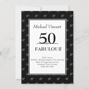 Invitation 5O et Fabulous noir et blanc moderne Anniversaire
