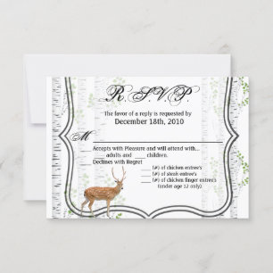 Invitation 5x3.5 R.S.V.P. Card Bois Deer Doe Buck Chasse