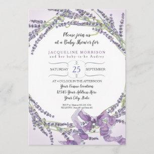 Invitation 5x7 Baby shower de couronnes florales de lavande f