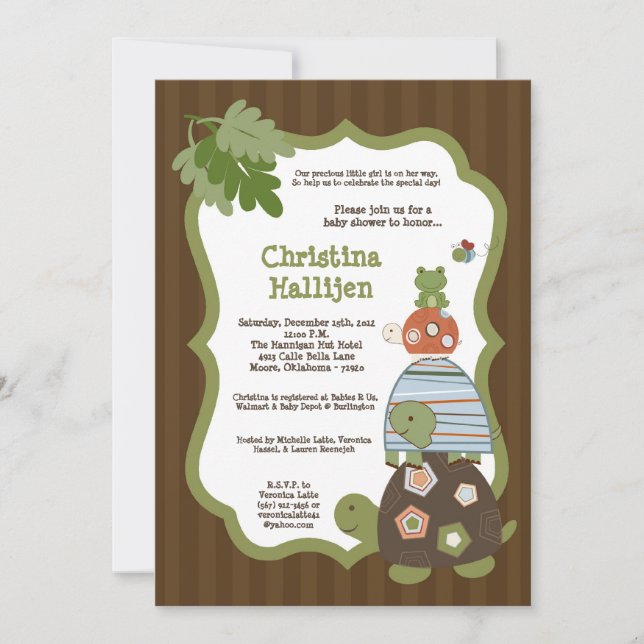 Invitation 5x7 Baby shower de la tortue de plage de Laguna (Devant)