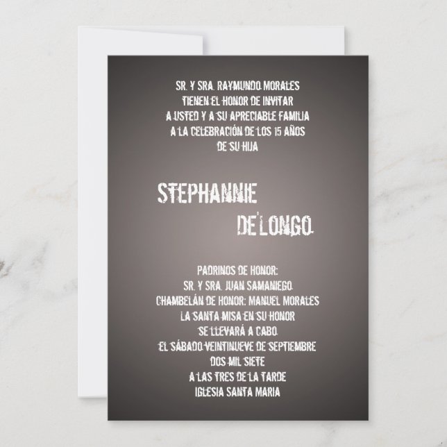 Invitation 5x7 Black DJ Spin Tourne-disque Quinceanera Invita (Devant)