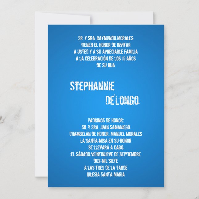 Invitation 5x7 Blue DJ Spin Tourne-disque Quinceanera Invitat (Devant)