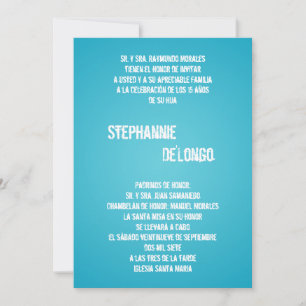 Invitation 5x7 Blue DJ Spin Tourne-disque Quinceanera Invitat