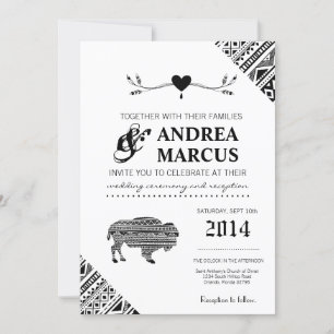 Invitation 5x7 Boho Buffalo Tribal Motif Bohemian Flèches