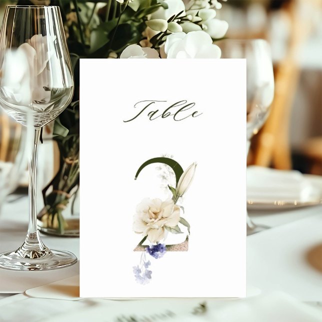 Invitation 5x7 Botanical Floral Number 2, Table Number (Créateur téléchargé)