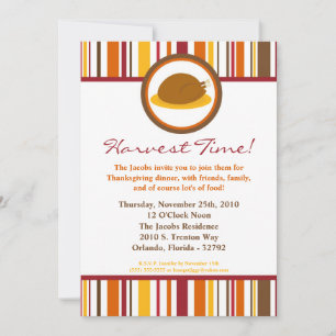 Invitation 5x7 Chute Turquie Plaque alimentaire Thanksgiving 