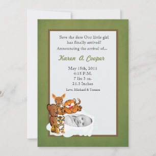 Invitation 5x7 Circle PHOTO Gril et amis Baby Show