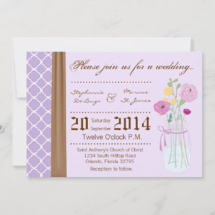 Invitation 5x7 Country Mason Jar Flowers Wedding Invite