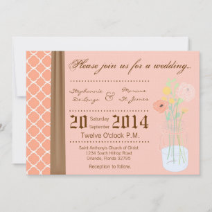 Invitation 5x7 Country Mason Jar Flowers Wedding Invite