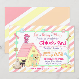 Invitation 5x7 d'anniversaire de partie de chiot