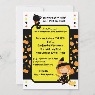 Invitation 5x7 Éffrayant Enfants Jaune Halloween Party Invita