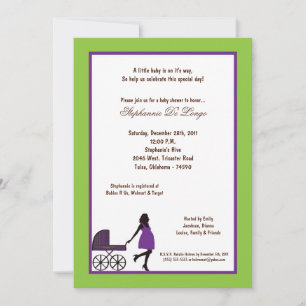 Invitation 5x7 Electric Green Buggie Baby Shower