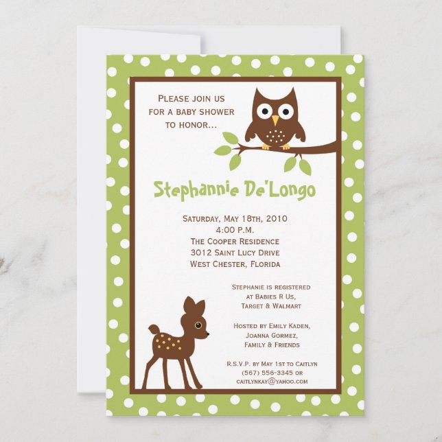 Invitation 5x7 Forrest Forrest Woodland Animal Baby shower In (Devant)