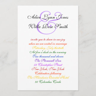 Invitation 5x7 Gay Mariage Rainbow LGBT Pride Document de bas