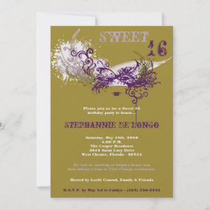 Invitation 5x7 Gold Masquerade Sweet 16 Anniversaire Invitati