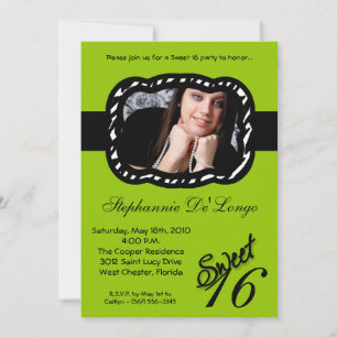Invitation 5x7 Green Band PHOTO Sweet 16 Anniversaire Invitat
