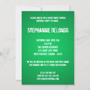 Invitation 5x7 Green DJ Spin Tourne-disque 16 Anniversaire In