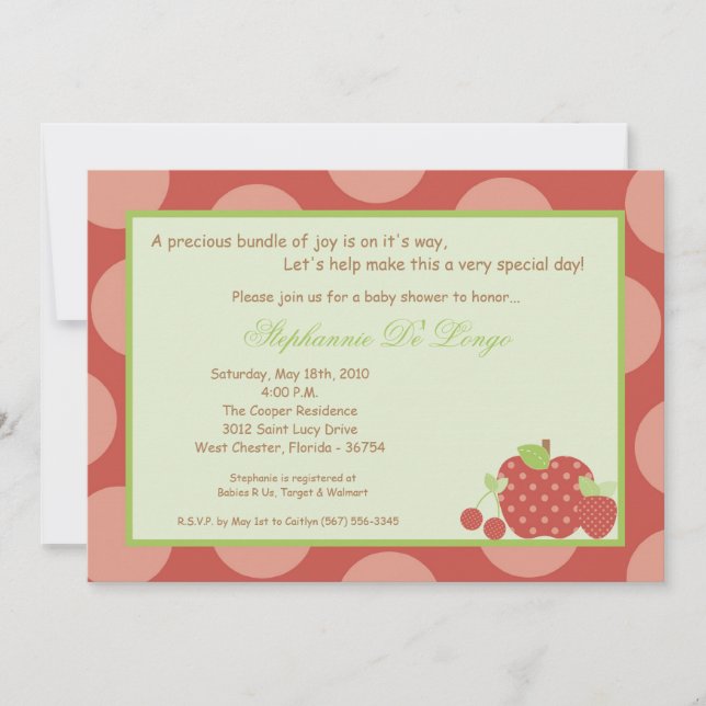 Invitation 5x7 Heure d'été Baby shower de fruits frais Invita (Devant)