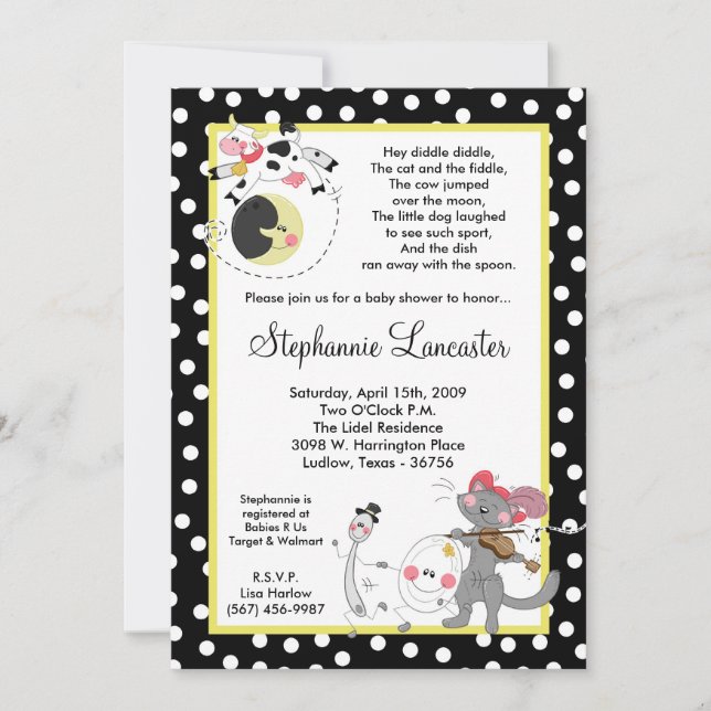 Invitation 5x7 Hey Diddle Diddle DidSery Baby shower Invitati (Devant)