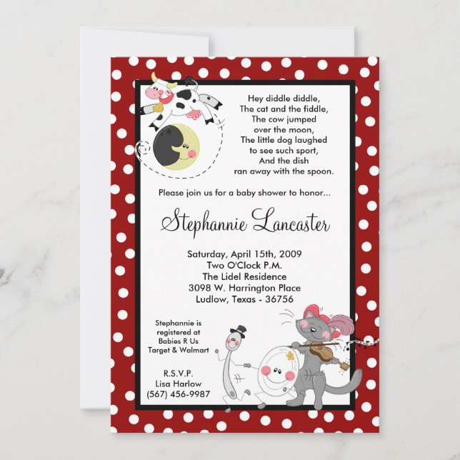 Invitation 5x7 Hey Diddle Diddle DidSery Baby shower Invitati (Devant)