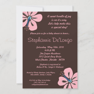 Invitation 5x7 Hibiscus hawaïensInvitation Baby shower de fle