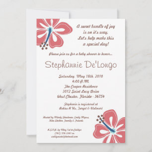 Invitation 5x7 Hibiscus hawaïensInvitation Baby shower de fle