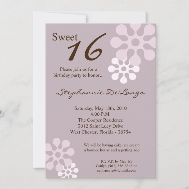 Invitation 5x7 Lavande violet Fleur d'anniversaire par invita (Devant)