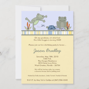 Invitation 5x7 Leap Frog Turtle Bee Anniversaire Fête Invitat