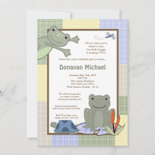 Invitation 5x7 Leap Frog Turtle Bee Anniversaire Fête Invitat