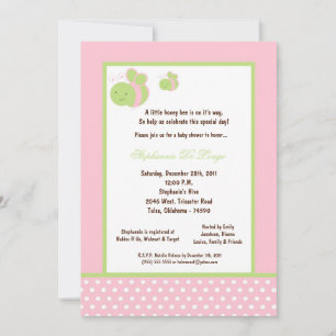 Invitation 5x7 Light Pink Honey Bee Baby Shower