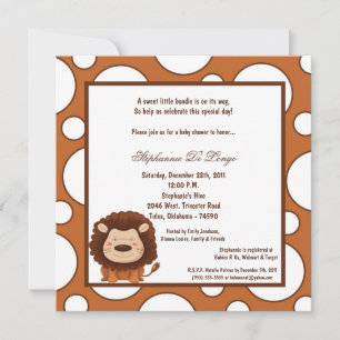 Invitation 5x7 Lion Pok-a-Dot Baby shower