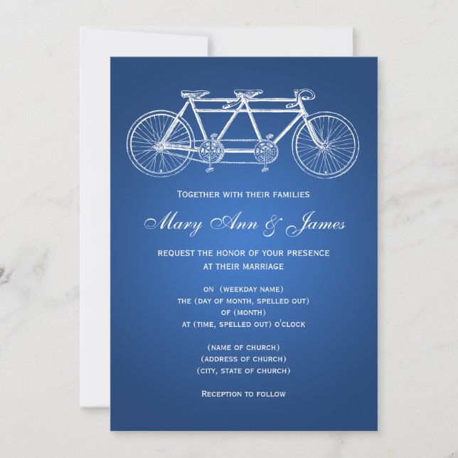 Invitation 5x7 Mariage simple Tandem Bleu (Devant)