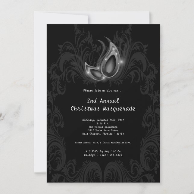 Invitation 5x7 Masquerade de Noël XMAS Invite (Devant)