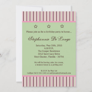 Invitation 5x7 Mint Stars and Stripes Anniversaire Par Invita